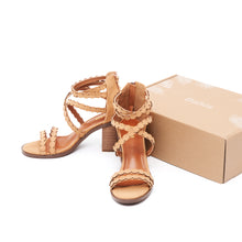 Load image into Gallery viewer, Sarita Block Heeled Strappy Sandals in tan
