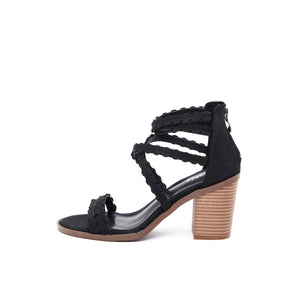 Sarita Block Heeled Strappy Sandals in black